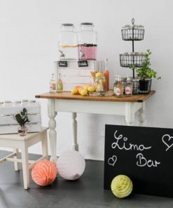 Vintage Tisch, Weiß|Braun