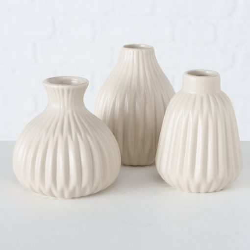 Vasen 3er-Set, Esko beige