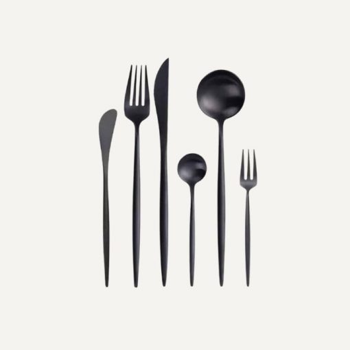 6er-Set Besteck, schwarz